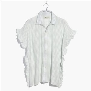 NWT Madewell Checkered Side Ruffle Shirt